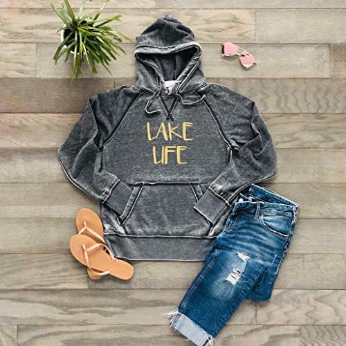 Lake Life Hoodie Sweatshirt Bonfire Lake Bum Soft Lightweight Burnout Hooded Sparkly Matte Metallic2