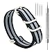 CIVO Heavy Duty G10 Zulu Military Watch Bands NATO Premium Ballistic Nylon Watch Strap 5 White Rings with Stainless Steel Buckle 20mm 22mm 24mm … (black smoke grey bond, 20mm)
