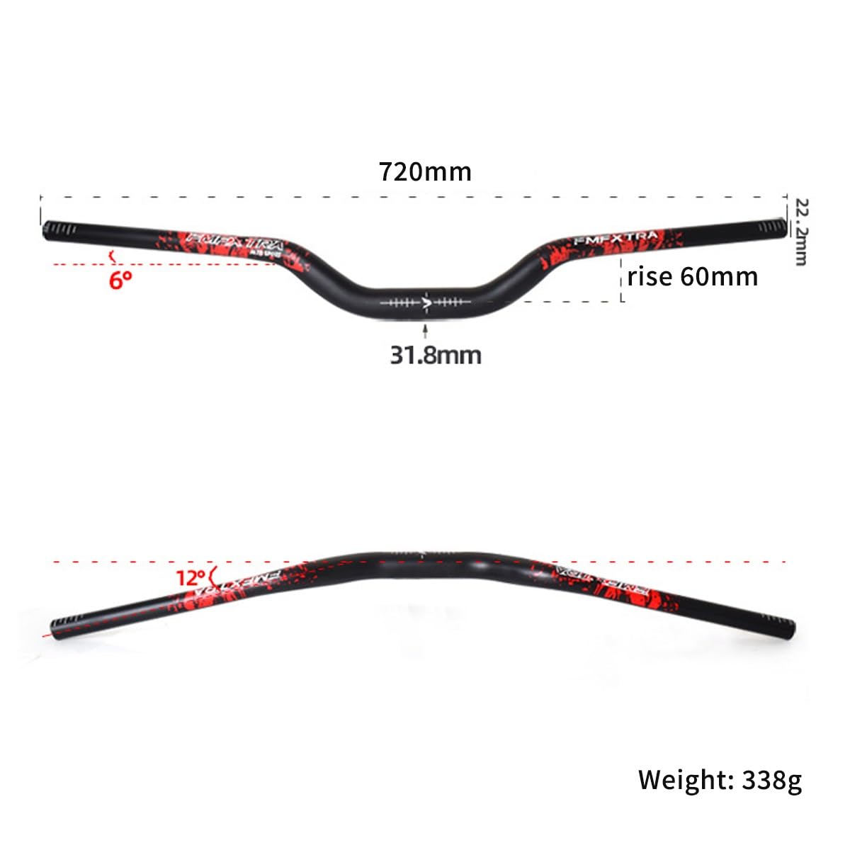 31,8 Mm Mountainbikestuur Plat/riserbar, Aluminium MTB-stuur 720 Mm / 780 Mm, Premium Fietsen Fietsstuur (Color : A, Size : 780mm