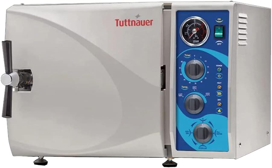 Heidolph Tuttnauer 3545M Autoclave Sterilizer Analog Model with 2 Stainless Steel Trays, 316L Capacity, 12.2" Diameter Chamber, 220V