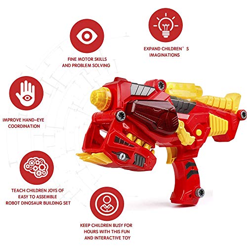 Dinosaur Toy Gun - 3-In-1 Transforming Dinosaur Blaster With Cool Sound Effects & Led Light Up - Build And Take Apart Toy For Boys & Girls (T-Rex) #TOP5