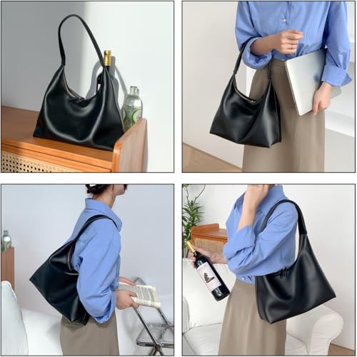 Bolso bandolera de cuero sintético para mujer negro miniatura 2