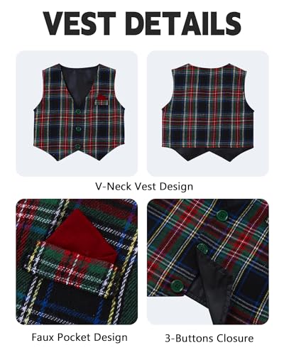 Image of YUEMION Toddler Baby Boy Clothes Suits Gentleman Dress Shirt+Bowtie+Vest+Suspender Pants Boy Formal Wedding Outfits Set 1-5T