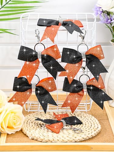 Image of Tondiamo Cheer Bow Keychain Cheer Keychain with Rhinestones Cheerleader Keyrings for Team Gift Cheerleading Sports Accessory