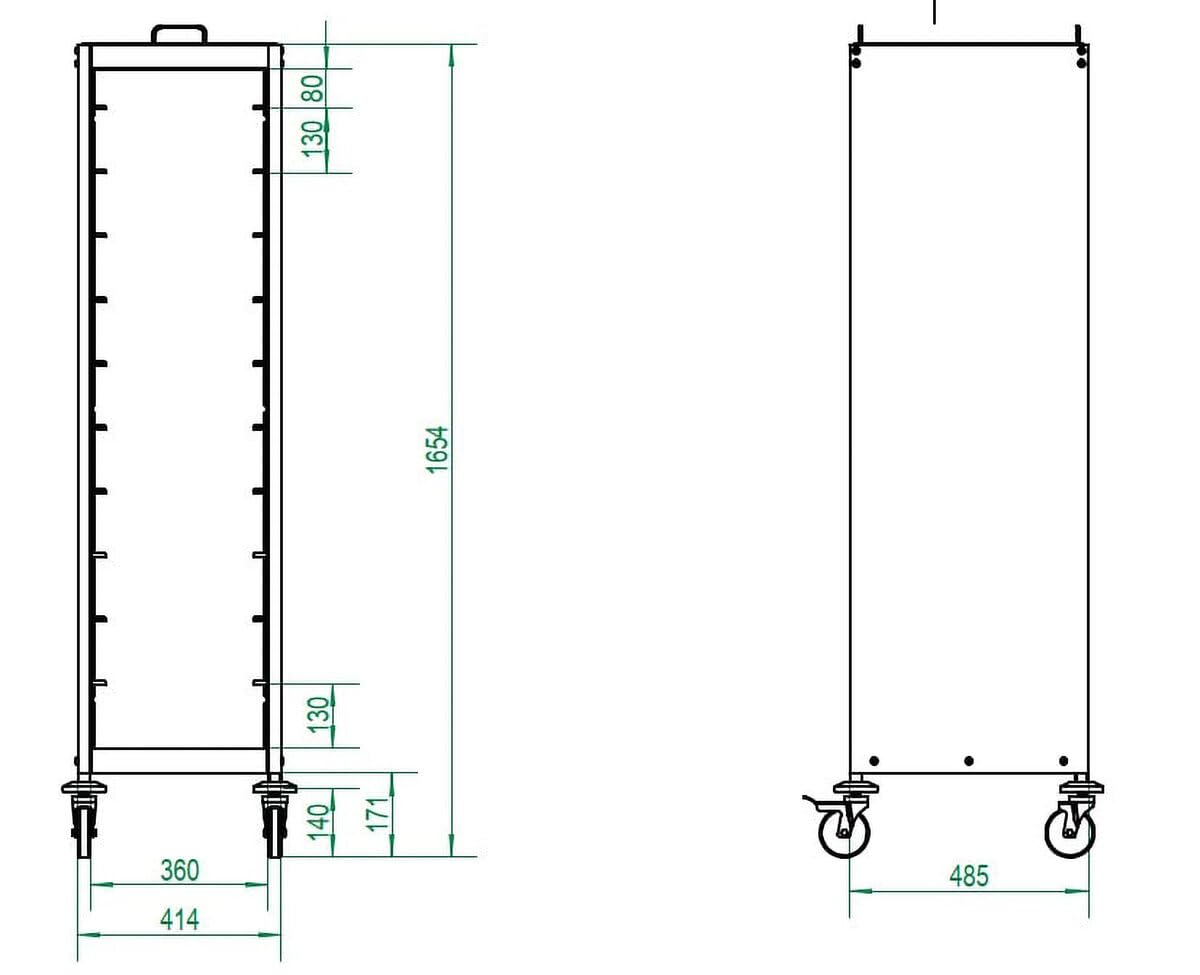 GastroHero Tablettwagen ECO 10 geschlossen Edelstahl Tablett Transportwagen für 10 Tabletts 355x455 mm Servierwagen Tablettwagen Gastro mit 4 Rollen 2 Bremsen