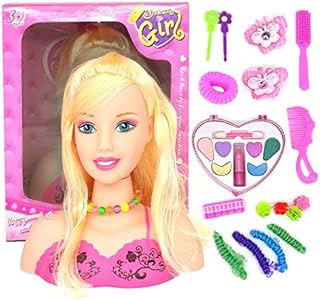 BBABBT Makeup Hair Head Girls Super Model, Hairdressing, Doll Styling, 17Pcs Hairdressing Styling Head Doll Makeup Toy Educational Toy Gift for Kids Girls