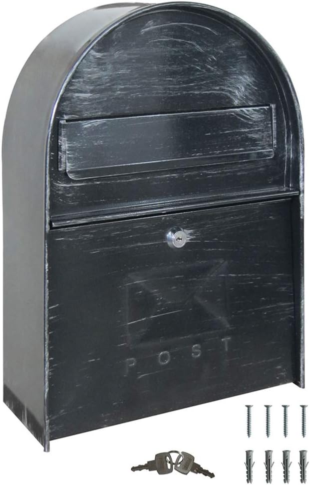 Retro Antique Nostalgia Vintage Letter Box Post Box Wall Mail Box Antique Grey V2Aox