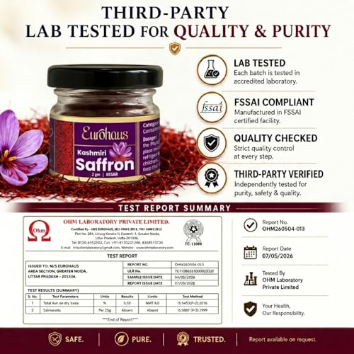 Image of Eurohaus Pure Kashmiri Kesar Saffron Original- Grade A+++ Kesar for Cooking & Pooja | Rich Aroma & Long Threads (6 Gram)