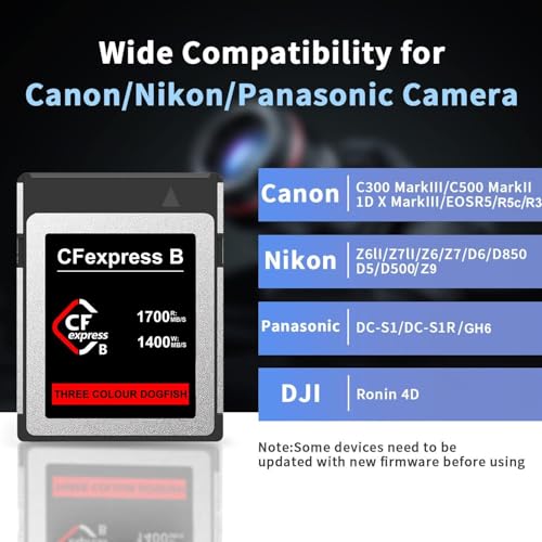 Image of Dogfish CFexpress Type B Card 512GB, Up to 1700MB /s, 8K 4K RAW Photo and Video, CF Express Flash Memory for Nikon Canon Panasonic Cameras Camcorders