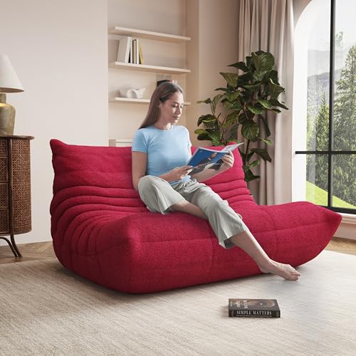 Image of Giant Bean Bag Chair for Adults - Cozy Loveseat Fireside Accent Chair with Memory Foam,Comfy Lazy Oversized Floor Sofa Couch Boneless Chaise Lounge for Living Room Bedroom Gaming Room (2 Seater)