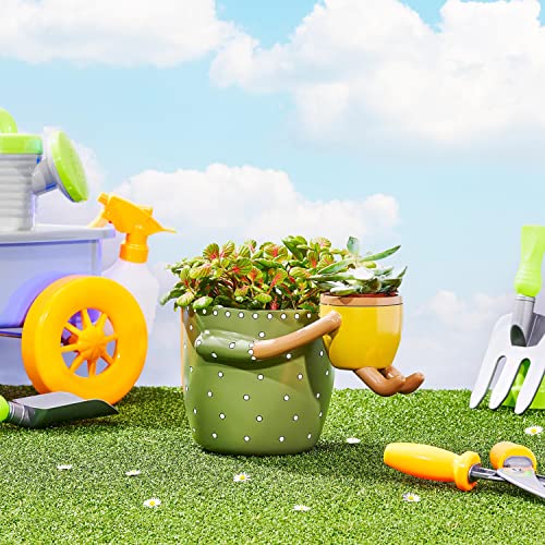 Virtune Adorable Indoor Plant Pots. 5" Flower Pot & 2" Small Succulent Pot With Drainage. Indoor Planters, Small Plant Pots Indoor, Cute Pots For Indoor Plants, Succulent Planter (Green) #TOP7