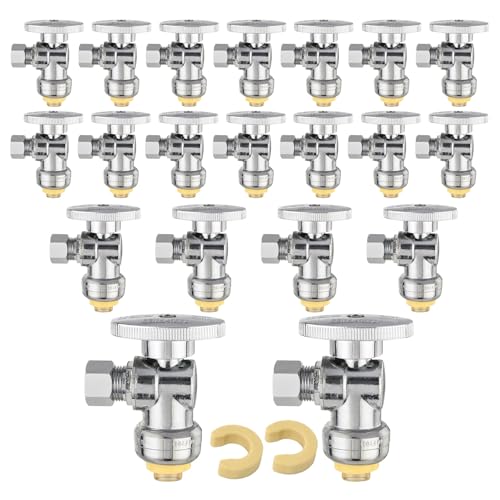 Image of 20Pcs EFIELD 1 /2 inchPush x 3 /8 inchOD Push-Fit Angle Stop Valve(PF-VALVE028-20)