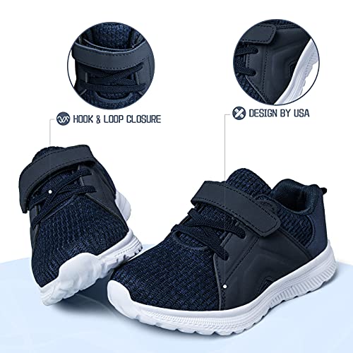 RUNSIDE Toddler Boys Girls Running Shoes Athletic Tennis Sneakers for Kids，Breathable and Lightweight Navy Blue4
