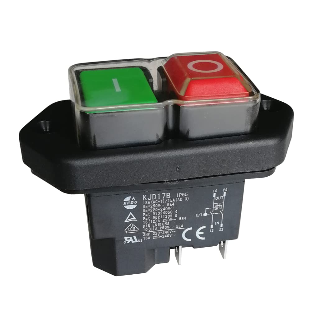 Interruptor Electromagnético De Seguridad KJD17 Para Herramientas De Jardín Y Máquinas (220V, 2 Unidades) – Prizom – Reinicio Manual Y Corte Bipolar