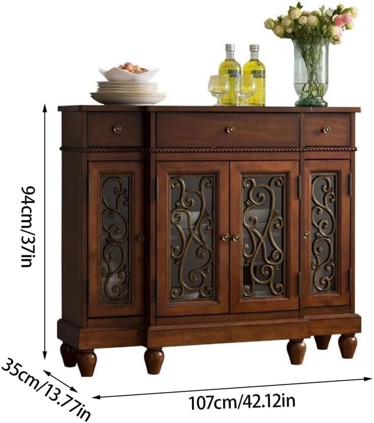 Sideboard Cabinet Storage Cabinets for Kitchen Coffee Bar Farmhouse Sideboard Dining Room Furniture Cabinets Living Room Cabinets Sideboard Cabinet with Drawers(A)