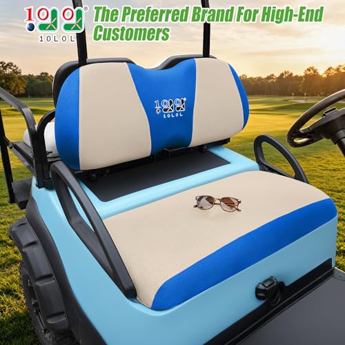 Image of 10L0L Golf Cart Seat Cover Set Fit for Club Car DS Precedent & Yamaha, Warm Bench Seat Covers for Cold Winter Weather, Breathable Washable Polyester Mesh Cloth Gray Black Beige Red Blue