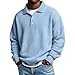 Mens Waffle Long Sleeve Polo Shirt Big and Tall Golf Shirt Casual Collared Heavyweight T Shirts Textured Knit Tops Polo Dress Shirts for Men Comfy 3/4 Button Pullover Mens Warm Clothes for Men