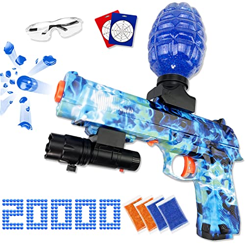 Piecis Splatter Ball Blaster Automatic, Electric Gel Ball Blaster Pistol with 20000 Splat Ball Ammo 2 ColorChanging Target, Gel Ball Toy Shooter Summer Outdoor Toy Gift for Boy and Girl, BlueFlame Piecis Splatter Ball Blaster Automatic, Electric Gel Ball Blaster Pistol with 20000 Splat Ball Ammo 2 ColorChanging Target, Gel Ball Toy Shooter Summer Outdoor Toy Gift for Boy and Girl, BlueFlame