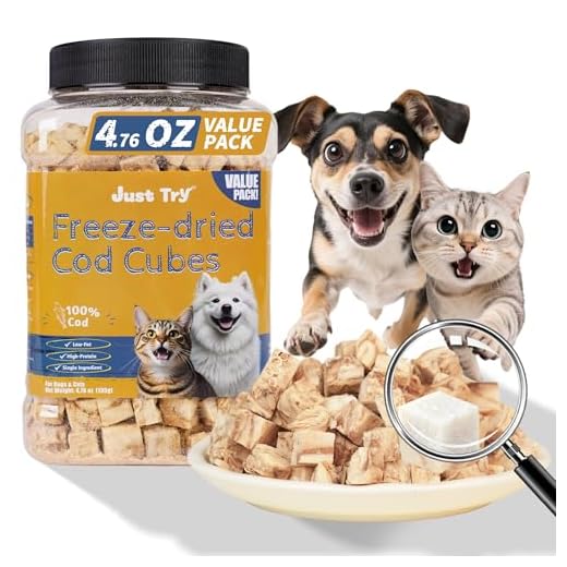Just Try 4.76 oz Freeze-Dried Cod Bites for Dogs & Cats - High Protein, Low Fat Dog Treats - Grain-Free, Omega-3 for Joint Health