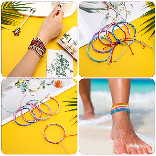 Hicarer 30 Pieces Friendship Bracelets Wave Handmade Woven Braided Bracelet Waterproof Rope Bracelet Surfer Adjustable Bohemian Wrist Cord for Women Men Jewelry Party Accessories(Chic Style)3