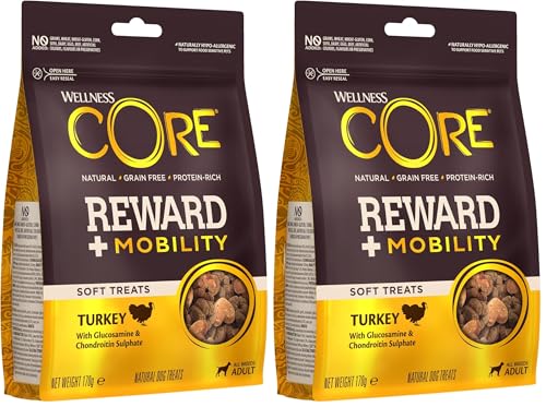 Wellness CORE Reward+ Tacchino, Snack Morbidi per Cani, Favoriscono la