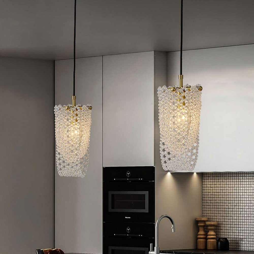 Droplight, Nordic Modern Interior Chandelier Cristal Tejido a mano Cadena Colgante Iluminación Luces colgantes Diseño de lujo Comedor Muebles Lámparas colgantes, Base E14 Made in China