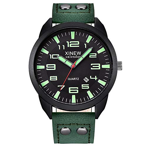 Générique Montres en Cuir analogiques pour Hommes Date Watch Casual Business Poignet Quartz Cadeaux Montre pour Hommes Tenue Foot Enfant Portugal (C, One...
