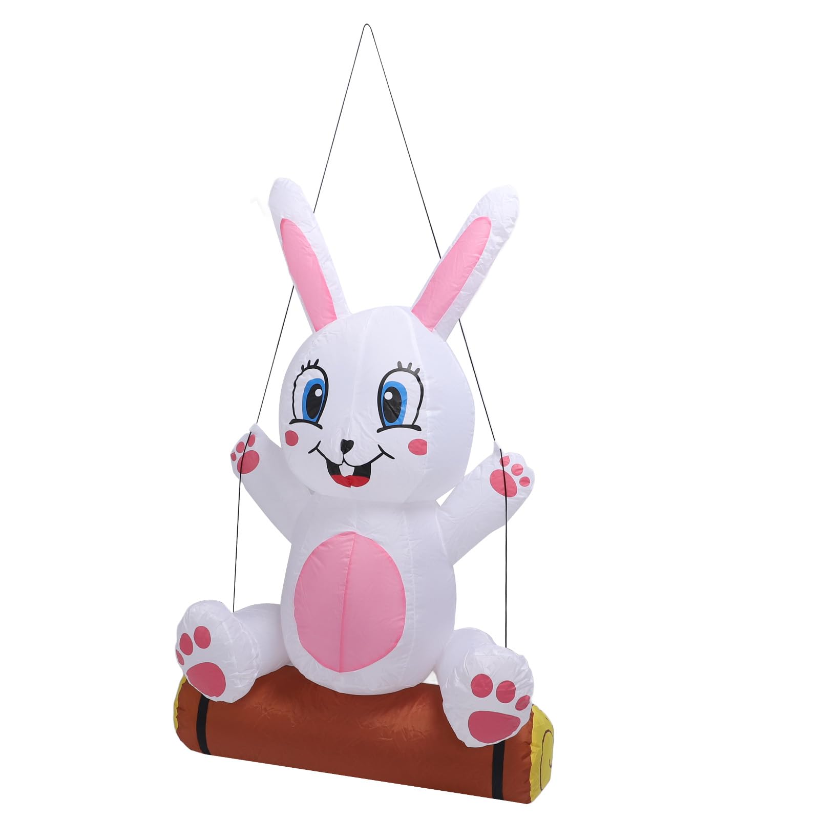 Lapin de Pâques gonflable blanc Zerodis de 3,9 pieds avec éclairage LED et prise UE 220V