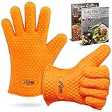 Kitchen Mastery Heat Resistant Silicone Barbecue Gloves for Grilling, Smoking, Cooking or Baking/Best as Pot Holder, Grill Tool or Oven Mitts