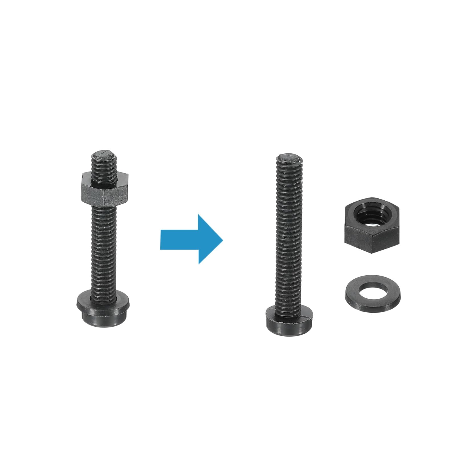 PATIKIL M4x25mm Black Nylon Bolts Plastic Nuts Full Thread Head Screws, 24 Pcs, M4*25mm - Image 3