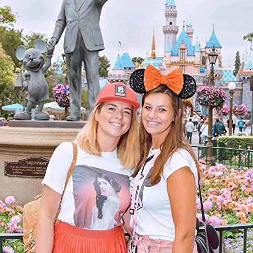 Image of FANYITY Mouse Ears, Sequin Mouse Ears Headband for Girls Women Halloween Birthday Party (Orange Bow)