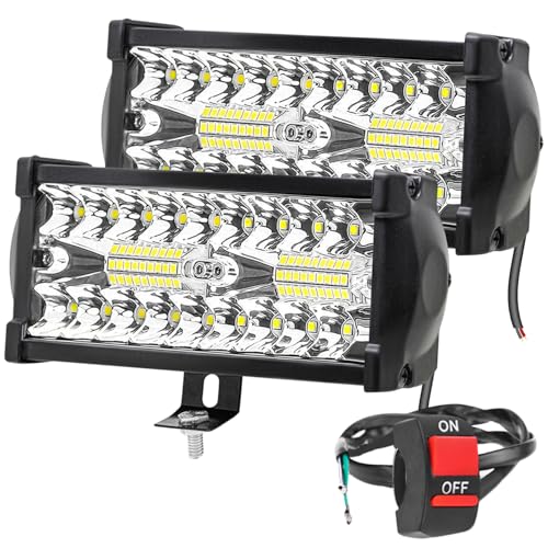 Image of FABTEC 36 LED 7 Inch /18cm LED Bar Light LED Fog Light for All Motorcycles /Bike /Scooty /E-Rikshaw (Set Of 2) (7 Inch,White) (6 Month Warranty)