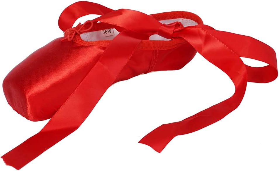 HIPPOSEUS Ballet Pointe Shoes for Women Girls Red Professional Dance Shoes Ballet Flats with Pre-Sewn Ribbons and Silica Gel Toe Pads,11 M US Women