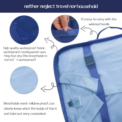 Image of polyester 7 Set Packing Cubes Luggage Packing Organizers For Travel Accessories storage organiser (navy blue)