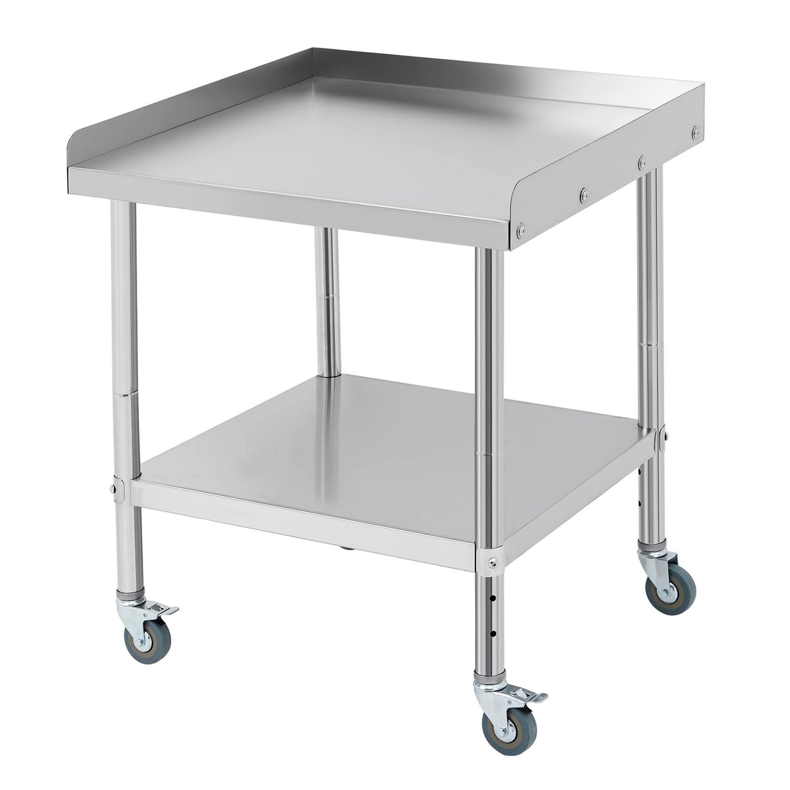 Equipment Grill Stand Table 28x24x30 Inch Stainless Steel NSF Certified 400 Lbs Capacity with Adjustable Legs, 2" Edge Baffle, for Hotel, Home, Commercial Restaurant Kitchen