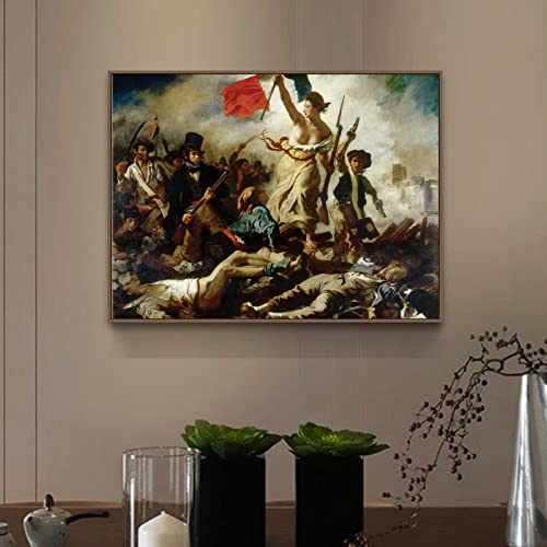 Eugene Delacroix Wall Art - Liberty Leading The People Poster - Famous Art Prints Fine Art Oil Paintings Reproduction Artwork For Bedroom Office Wall Decor No Frame(12X16In/30X40Cm) #TOP3