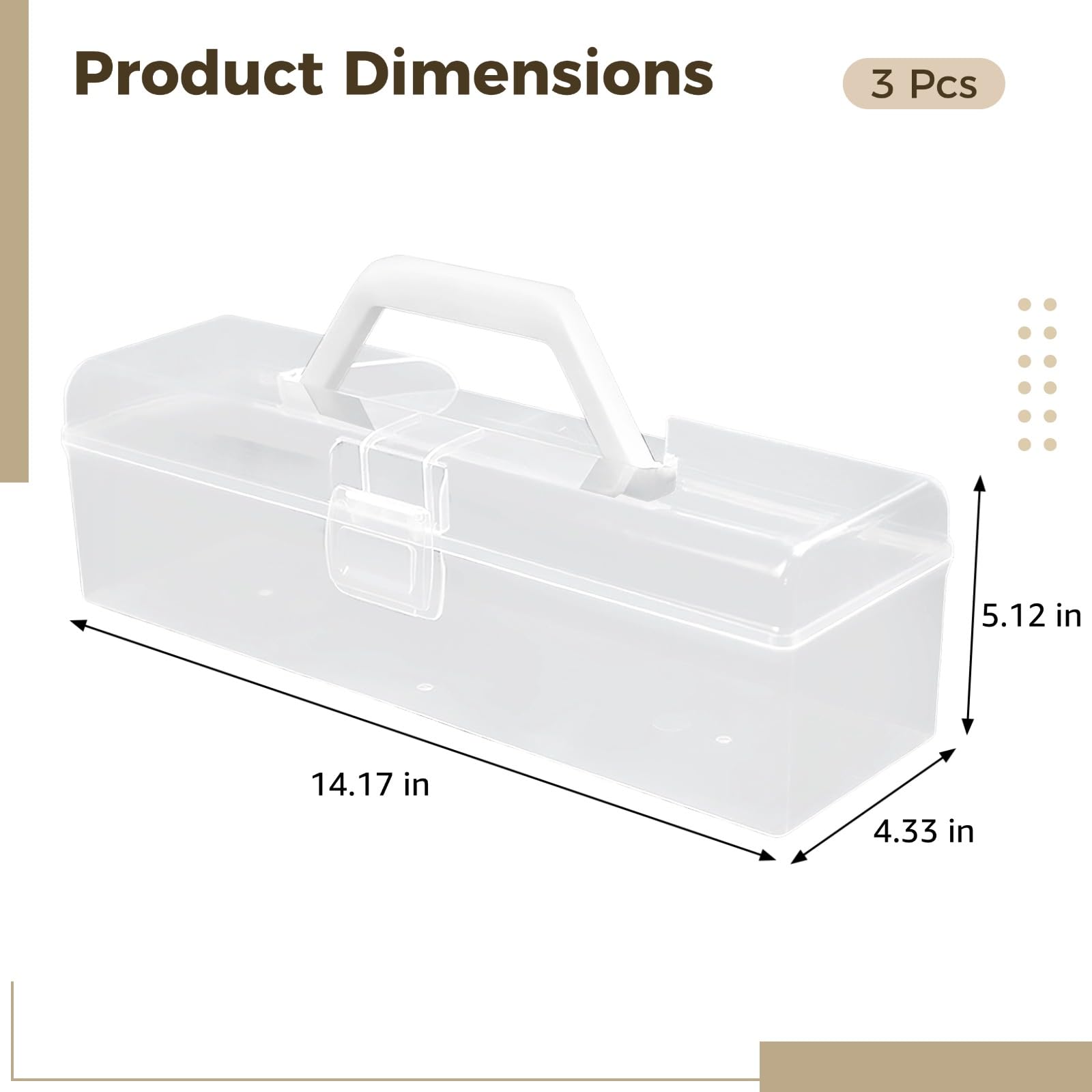 Generisch 3 Stk. Acrylfarben-Aufbewahrungsorganizer, transparente stapelbare Boxen für Malsachen, mit Doppelverschluss, Traggriff, Pinsel- und Bastelwerkzeug-Aufbewahrung, für Atelier und unterwegs