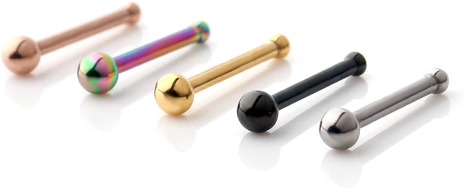 Ruifan 20G 316L Surgical Steel Nose Bone Studs Rings Pin Piercing Jewelry
