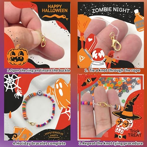 YMSDZHL 3300+PCS Clay Beads Bracelet Making Kit,Halloween DIY Flat Preppy Beads for Friendship Jewelry Making,Polymer Heishi Beads with Charms Gifts for Teen Girls Crafts for Ages 4-12 - Image 5