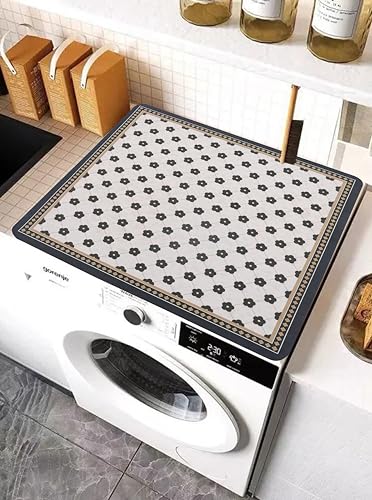 Image of Homecloud Washing Machine Mats for Top of Washer, Washing Machine Protective Mats, Dish Drying Mat, Non-slip Waterproof Washer Dryer Dust Cover Mat for Laundry & Kitchen (60cm x 60cm) (White)