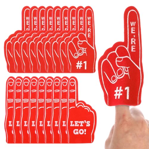 HJZHII 18Pcs Mini Foam Fingers, Baseball Mini Fan Foam Finger, Baseball Party Favors We're #1 Sports Themed Party Supplies for Cheerleader Sport Events Baseball Basketball Soccer Team Gifts(Red)