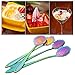AnSaw 8 Pc Rainbow Flower Spoon Set, Stainless Steel Reusable Tea Scoops Stirring Coffee Mixing Sugar Dessert Cake Ice Cream Spoons, 4.9 Inch