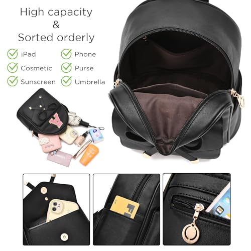 Image of Initial Cute Mini Backpack for Women, Bowknot Small Backpack Purse Personalized Letter Style Travel Leather Backpack Shoulder Bag, White (Letter A)
