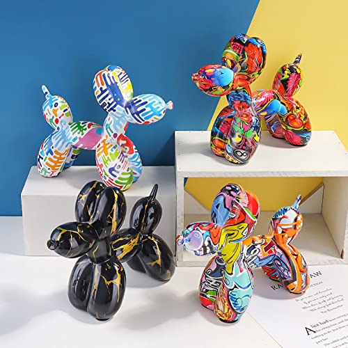 Fljzczm Balloon Dog Sculptures Animal Statue Home Decor Collectible Figurines Indoor Outdoor Garden Decorative Funny Craft Christmas Birthday For Office(Graffiti) #TOP5