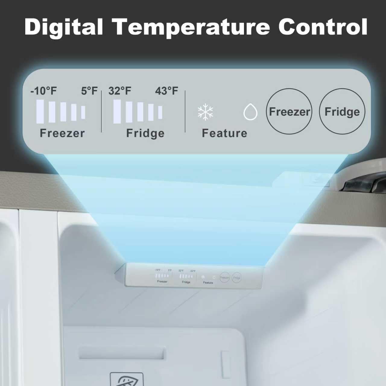 Iceblue 15.6 Cu.Ft. Side-By-Side Refrigerators, 33" Full Size Refrigerator, Zoning Temperature Control Beverage Refrigerator With Freezer, Frost Free Beverage Fridge - Black Stainless Steel on Fridge.com - View 6