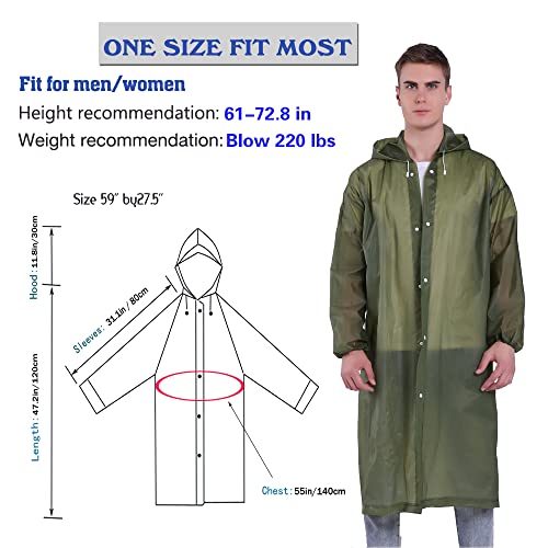 YDYJKI 2 Pack Waterproof Rain Ponchos for Adults-Reusable Emergency Raincoats with Hoodand Drawstring -Lightweight Ponchos - Image 4