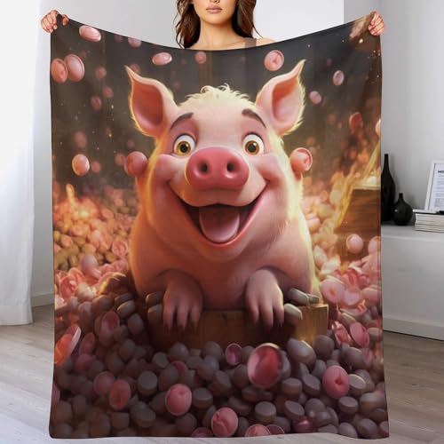 Couverture cochon mignon plaid canapé chaud anti-froid lavable machine - 2