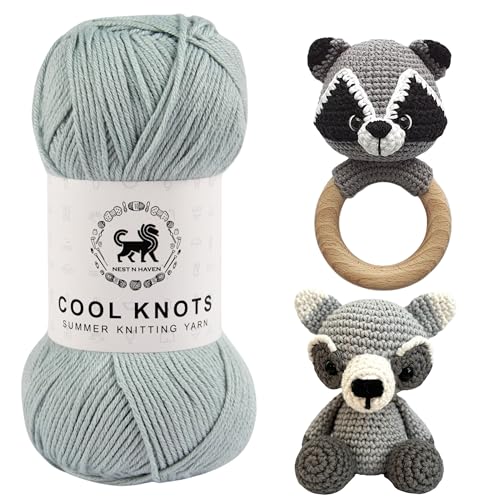 Image of NESTNHAVEN Polyester Blend Cool Knots, Hand Knitting Yarn - Luxury Yarn For Crochet, Amigurumi, Embroidery, Toys, Garments, Flowers And Hobby Projects (Light Grey, 100g)