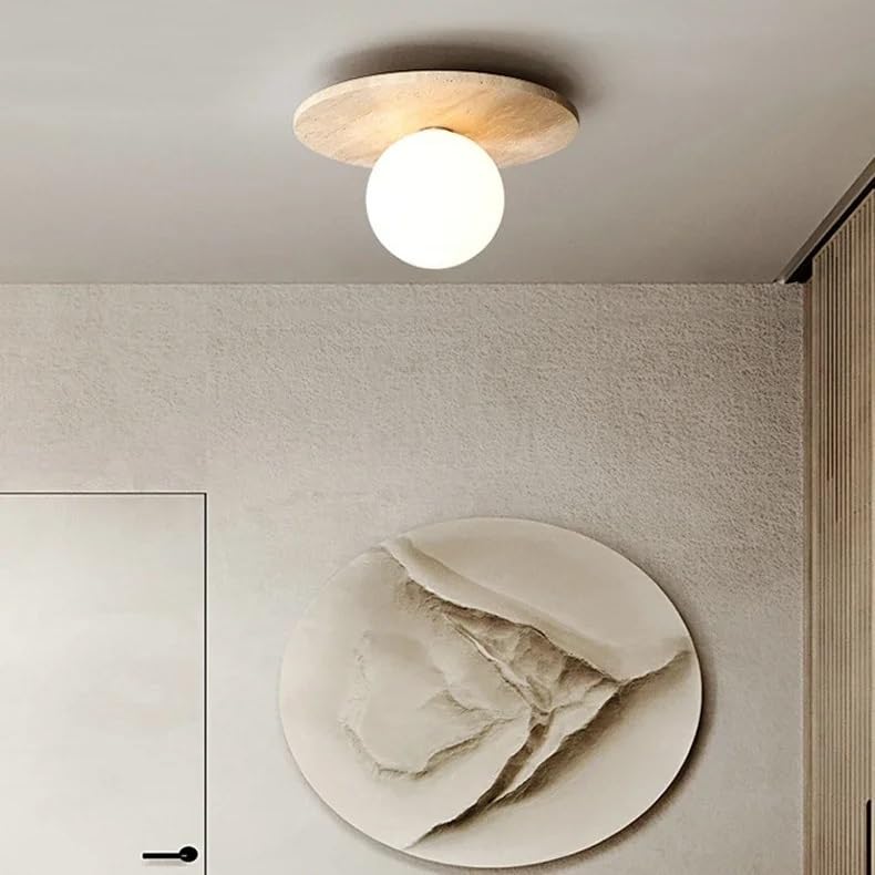 Plafonnier LED marbre crème luminaire décoratif plafond design moderne blanc chaud D25cm