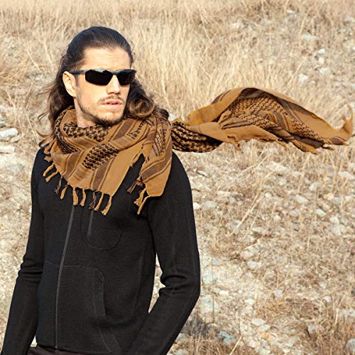FREE SOLDIER 100% Cotton Scarf Military Shemagh Tactical Desert Keffiyeh Head Neck Scarf Arab Wrap with Tassel 43x43 inches (Bright White)